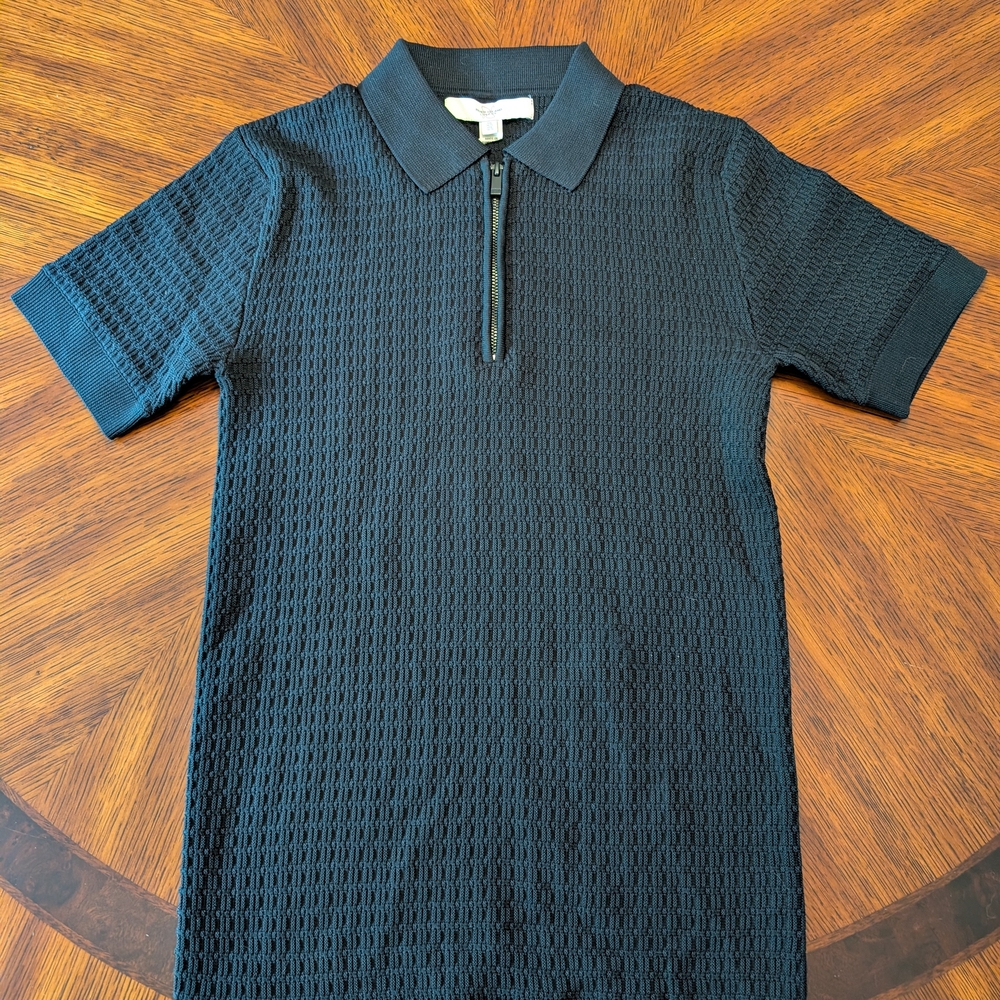 River Island Black Short Sleeve Shirt with Textured Knit Size XS - Picture 2 of 4